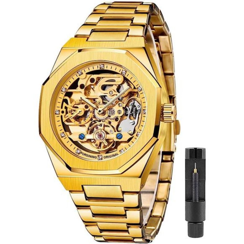 Mens Watches Fashion Automatic Male Clock Stainless Steel Tourbillon Mechanical